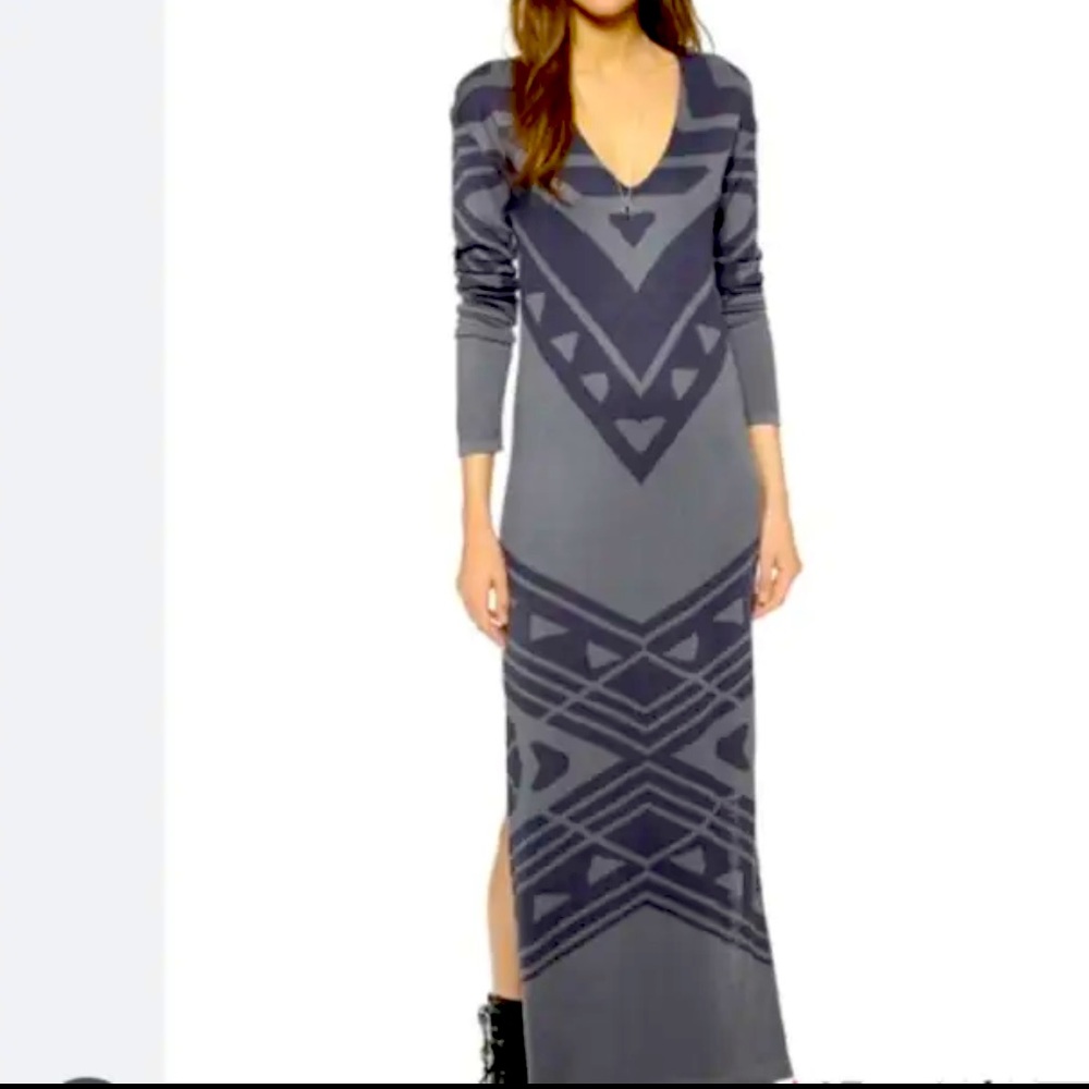 FREE PEOPLE BAUHAUS SWIT MAXI SWEATER DRESS Western Tribal Aztec NWT $168 Sz L